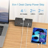1pc Fast Charging Desktop Edge Power Strip Surge Protector W/ USB C,,8.8Ft
