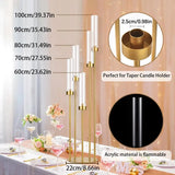 2PCS Gold Floor Candelabra 5 Arm Floor Candle Holder w/ Acrylic Lampshade