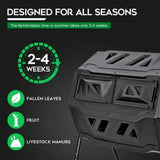 Large Compost Tumbler Bin Dual Chamber 43Gal Rotating Composter Sliding Doors