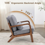 JHK Mid Century Modern Chair Solid Wooden Frame Accent Chair with Arms and Waist Cushion Reading
