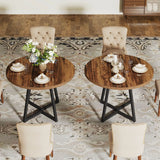 Tribesigns Round Dining Table for 2, 31.5" Industrial Kitchen Table with Metal Base
