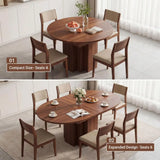 Round Dining Table, 45.361 Space Saving Oval Kitchen Table with SelfStoring Butterfly Leaf
