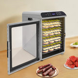 12-Trays Stainless Steel Food Dryer,Silver Rectangular Food Dehydrator Machine