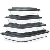 8 Pcs Glass Baking Dish Set with Lids, 9 Pcs Stainless Steel Baking Sheet