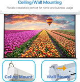 100 Inch Motorized Projector Screen 16:9 HD Electric with Remote for Home