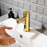 KEMAIDI Touchless Automatic Sensor Bathroom Faucet Brushed Gold Vessel Sink Tap Hands-Free Smart