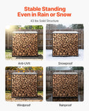 Firewood Storage Rack with Sloped Roof 4 Ft Outdoor Log Holder 1/4 Cord Capacity