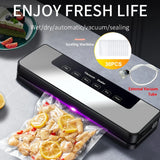 65Kpa Food Vacuum Sealer Machine with 20 Free Bags, Stainless Steel 6-in-1 Sealing