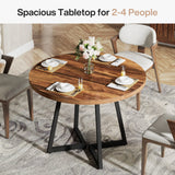 Tribesigns Round Dining Table for 2, 31.5" Industrial Kitchen Table with Metal Base