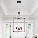 4-Light Farmhouse Chandelier Height Adjustable Rustic Living Room Chandelier