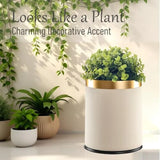 Bathroom Trash Can with Lid - Decorative Trash Bin Faux Plant - Small Bathroom Garbage Can - Bedroom Living Room Entryways - Pl
