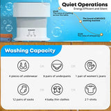Mini Portable Washing Machine - Collapsible Foldable 3-Mode Washer for Baby Clothes Socks Underwear