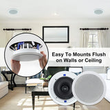 Herdio Passive Ceiling Speakers 6.5‘’ 320W 2-Way Round Flush Mount Speakers Perfect For Home Theate