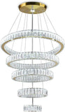 Crystal Chandeliers, Modern 5 Rings Pendant Light Titanium Gold Stainless Steel