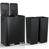 60L/16 Gal Dual Trash Can Stainless Steel Step Garbage Can