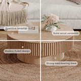 Round Wooden Coffee Table with Storage Shelf for Living Room Apartment