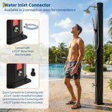 7.2FT Freestanding Solar Heated Pool Shower 9.3 Gallon Outdoor Shower Kit With Handheld Foot Faucet Hot Cold