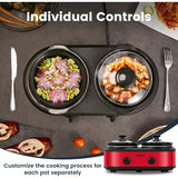 Double Small Slow Cooker Buffet Server and Warmer with 2 Mini Pots