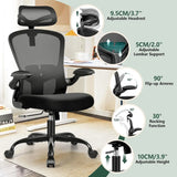 Ergonomic Office Chair with Headrest, Adjustable Lumbar Support, Swivel Wheels & Flip-up Armrests