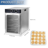Food Dehydrator 12 Stainless Steel Trays 194ºF Temperature Control Dry Fruit Machine