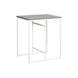 32" Rectangular Counter Height Dining Table, Small, Grey Laminate Top, White Metal Legs