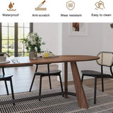 70.86in Rustic Oval Dining Table for 6-8 Person Farmhouse Wood Kitchen Table