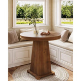 Rustic Brown 31.5 Round Solid Wood Dining Table for Small Kitchen, Elegant Dining Room