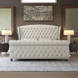 Queen Size Platform Bed Frame with Scroll Wingback Headboard/Footboard