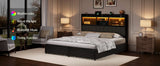 King Bed Frame with 6 Storage Drawers And Linen Upholstered Headboard