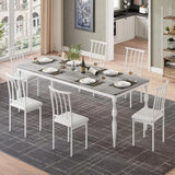 Rectangular Dining Table for 6, Farmhouse Kitchen Table, 2 m Long Wooden Dining Room Table