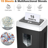 Heavy duty 15sheet office paper shredder with 40minute continuous operation ideal for home office