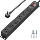 6 Outlet Heavy Duty Power Strip w/ Switch, 15A/1875W Metal Surge Protector