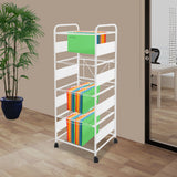 4 Tiers Metal Rolling File Carts with Wheels Hanging Files for Letter Size