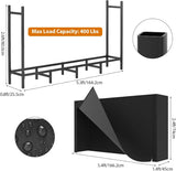 5.3ft Firewood Rack with Cover for Outdoor Fireplace Log Storage