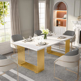 Tribesigns Modern Office Desk, 70.9" Wooden Computer Desk,Executive Desk with Gold Metal Legs, Large Workstation Home Office