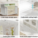 Modern 63 Dining Table for 4-6 with Storage Shelves & Acrylic Door Cabinet