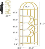 Bookshelf 6 Tier Arched Bookcase 81.7in Tall Display Racks Geometric Open Storage Shelf