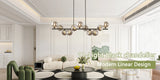 11-Light Linear Chandelier Bubble Chandelier Height Adjustable Chandeliers for Dining