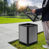 15 Gallon Commercial Outdoor Trash Can, Side Opening Outdoor Metal Waste Receptacle Industrial Waste Container