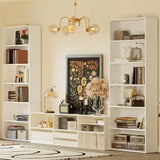 IRONCK Bookshelves and Bookcases Set of 2 Floor Standing 6 Tiers Display Storage Shelves