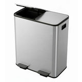 Kitchen Step Trash Bin 2 x 10.6 gal (2 x 40 L) Garbage Can for Dual Compartment Recycling Stainless