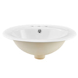 SucceBuy Semi Recessed Bathroom Sink 19.09x16.73in Oval Vessel Sink with Overflow Hole and 3 Faucet Holes