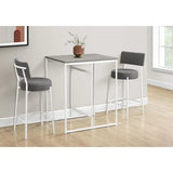 32" Rectangular Counter Height Dining Table, Small, Grey Laminate Top, White Metal Legs