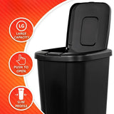 Kitchen Trash Can, 13.3 Gallon Plastic Touch Top Garbage Bin