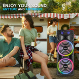 2800W Dual 12" Bluetooth Speaker Karaoke Portable Heavy Bass Sound System Party