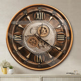 24' Wall Clock With Moving Gears Large Industrial Steampunk Metal Clock