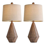 20.25' Living Room Rustic Linen Bedside Nightstand Lamps, Set of 2