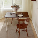Walnut Top Rectangle Dining Table for 2-4, Solid Wood Space-Saving Kitchen Table