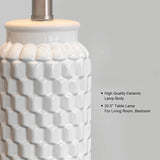White Modern Ceramic Bedside Lamp Set of 2 for Bedroom Decor