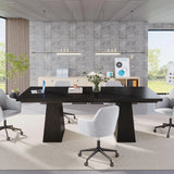 LITTLE TREE Black Dining Table for 4-6, Modern Kitchen Table with Tapered Wood